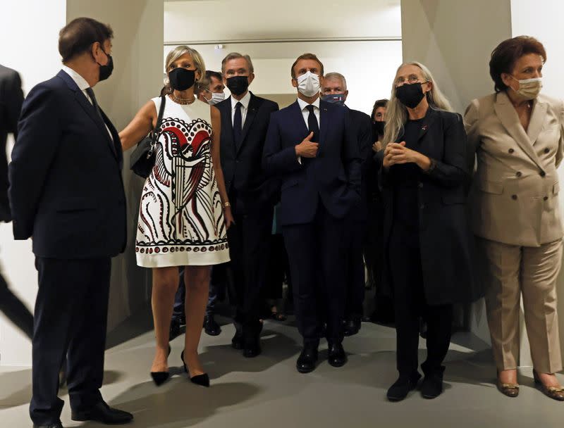 French President Emmanuel Macron at Foundation Louis Vuitton