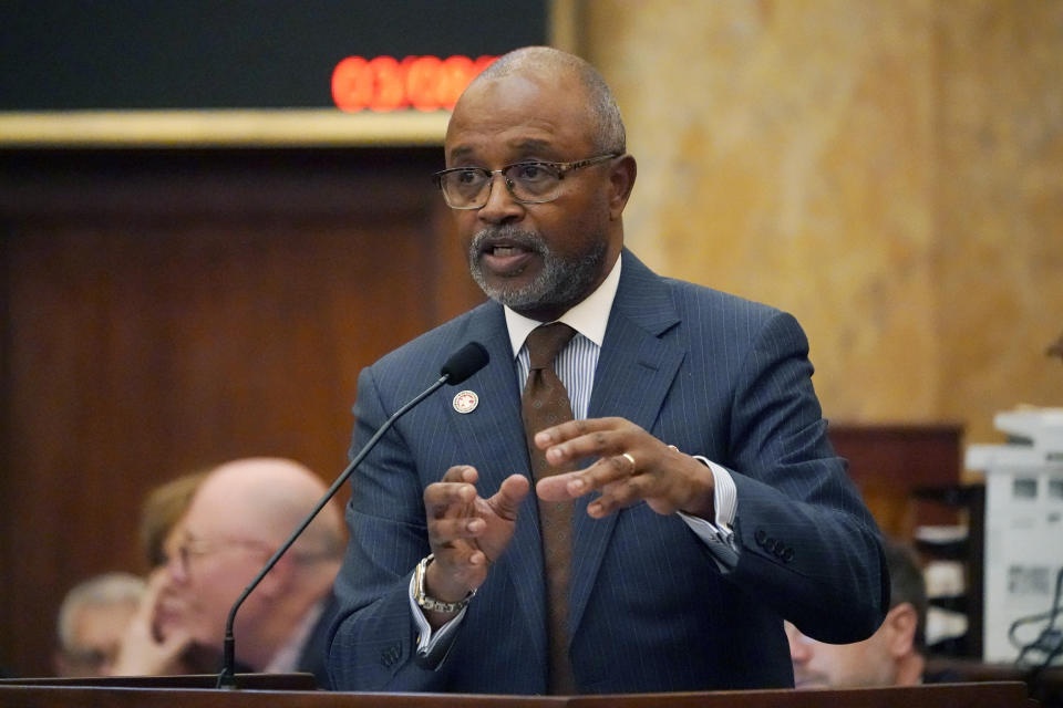 Democratic Mississippi state Rep. Robert Johnson speaks at the state Capitol. 