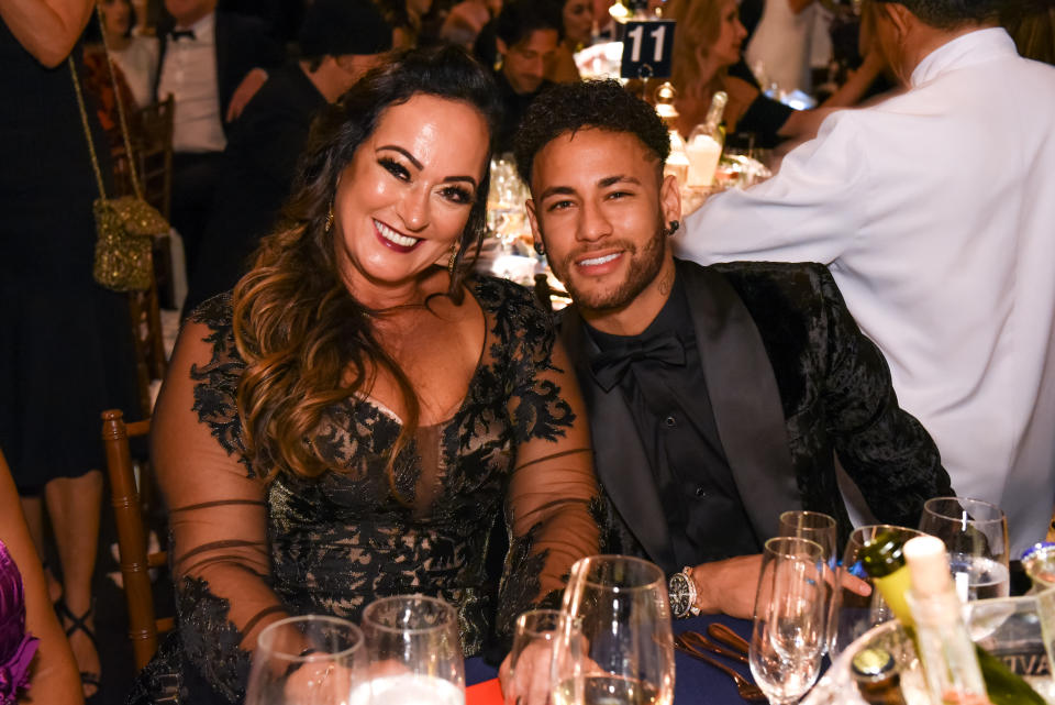 SAO PAULO, BRAZIL - APRIL 13: (EXCLUSIVE COVERAGE)  Nadine Goncalves and Neymar Jr.attends the 2018 amfAR gala Sao Paulo at the home of Dinho Diniz on April 13, 2018 in Sao Paulo, Brazil. (Photo by Gabriel Cappelletti/amfAR/Getty Images)