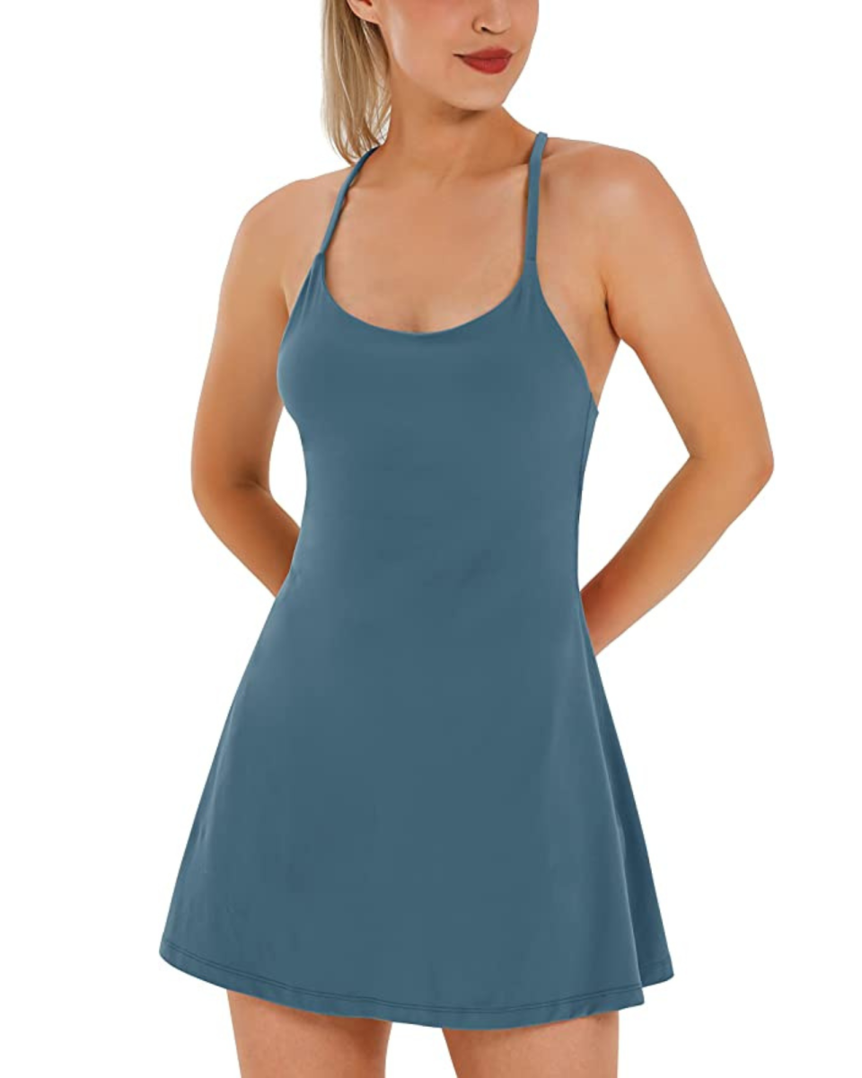 16) Womens Tennis Dress with Built-in Bra & Shorts Pockets