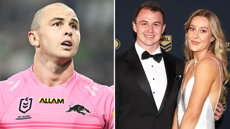 Panthers and Blues teammate Liam Martin has revealed the tough moment for Dylan Edwards (pictured left) and his fiance (pictured right) after his State of Origin setback. (Getty Images)