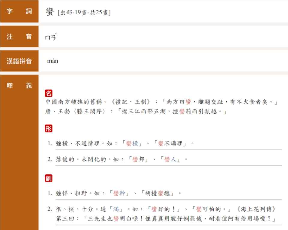 圖片翻攝自 教育部重編國語辭典修訂本