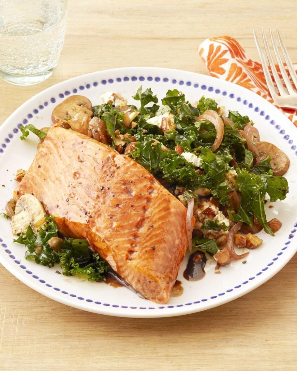 healthy salad recipes kale with salmon