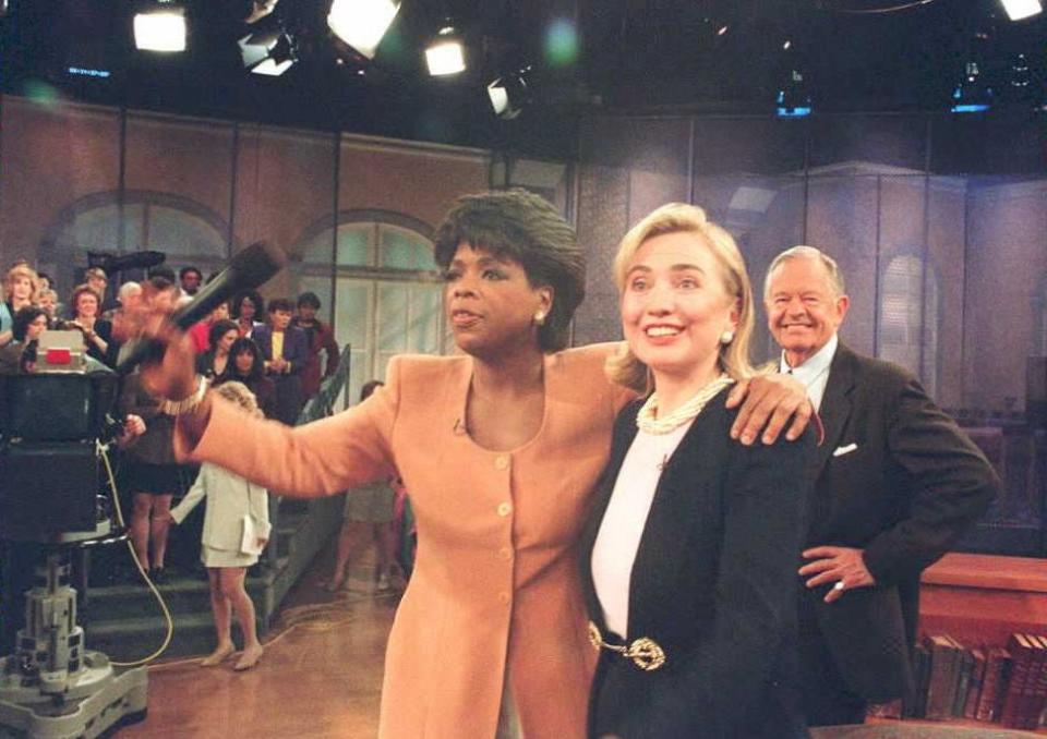 Women on top: Oprah with then First Lady Hillary ClintonAFP via Getty Images