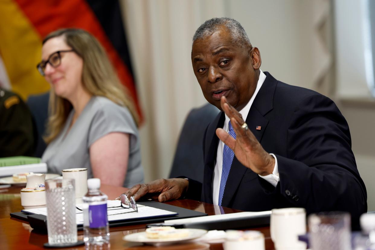 U.S. Secretary of Defense Lloyd Austin during a meeting with German Defense Minister Boris Pistorius at the Pentagon on June 28, 2023 in Arlington, Virginia.