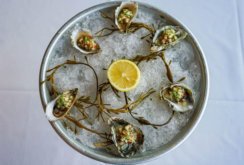 Oysters from the Barnegat Oyster Collective as served at Drifthouse by David Burke in Sea Bright.