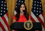 Anti-abortion activist Lila Rose speaks at U.S. President Trump's social media forum at the White House in Washington