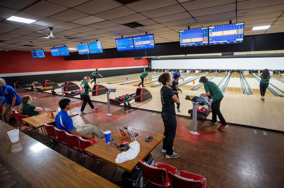 High School bowlers compete at AMF Lanes  In Lakeland  Fl. Thursday October 6,2022 for story on high school bowling teams.Ernst Peters/.The Ledger