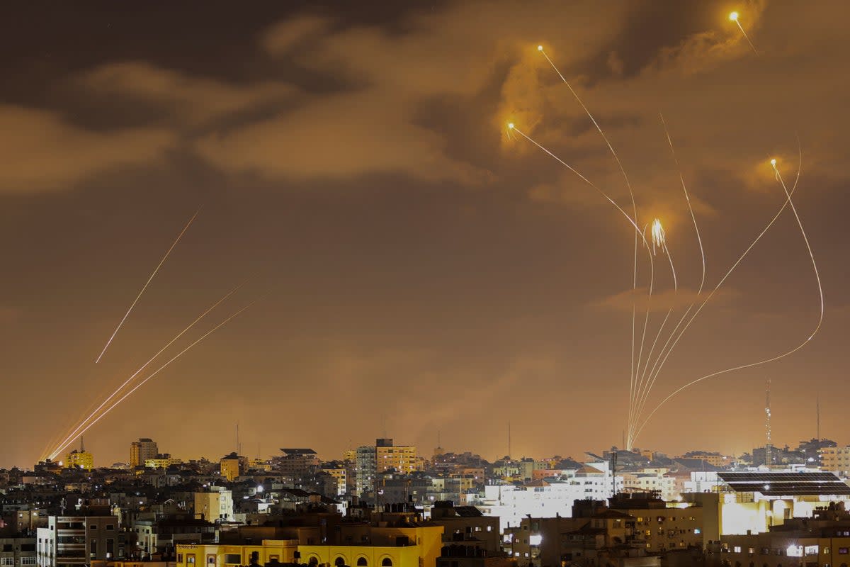 Israel air defence intercepts rockets launched from Gaza City on Sunday (AFP via Getty Images)