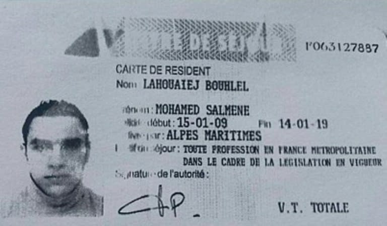 Photocopie du titre de séjour de Mohamed Lahouaiej-Bouhlel, fournie le 15 juillet 2016 par la police