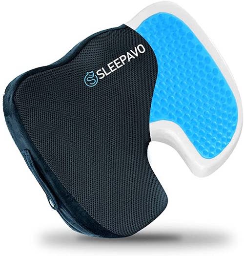 Sleepavo Memory Foam Seat Cushion & Lower Back Pain Relief Padded