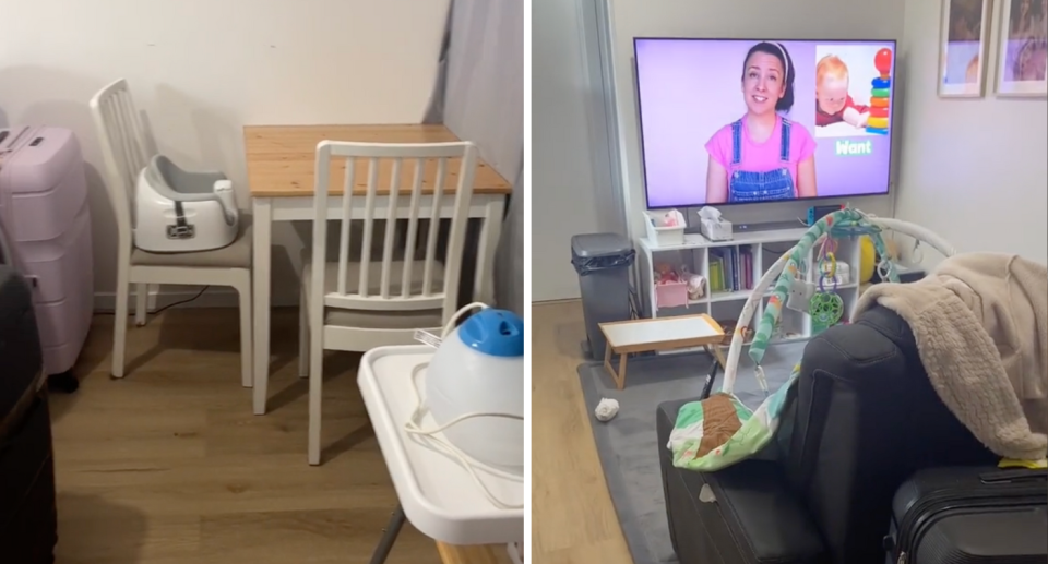 This is the dining and living area in Sarah's studio. (Source: TikTok)