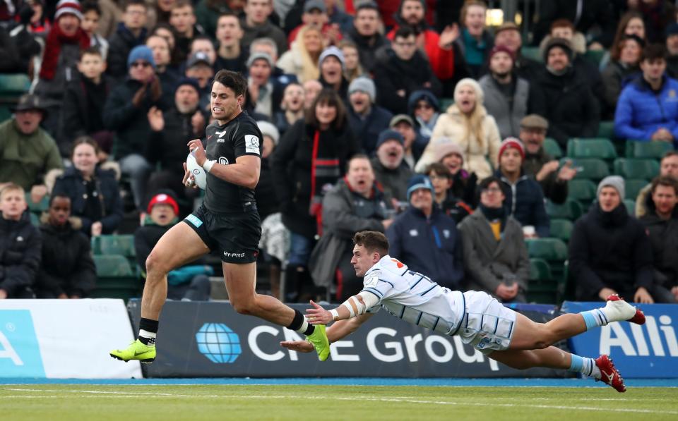 <p>Sean Maitland touched down for Saracens in the European Champions Cup victory over Cardiff Blues (Adam Davy/PA) </p>