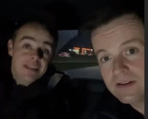 Ant and Dec shared a video of themselves heading to their hotel after finishing filming the late night trial. (Instagram)