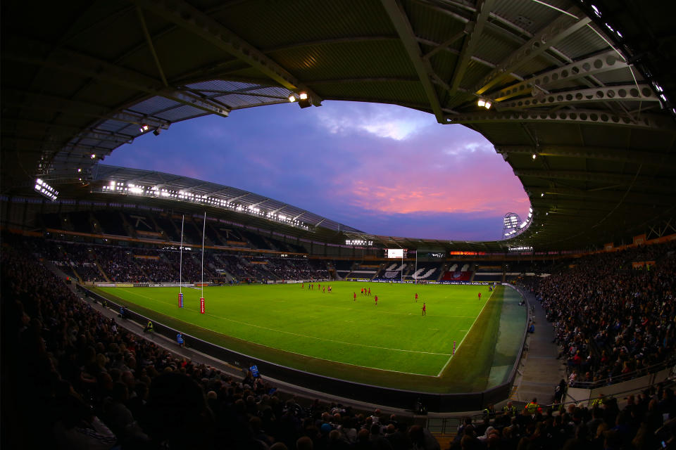 HULL, ENGLAND - JUNE 08: A general view of the KCOM Stadium during the Betfred Super League match between Hull FC and Salford Red Devils at KCOM Stadium on June 8, 2018 in Hull, England. (Photo by Ashley Allen/Getty Images)