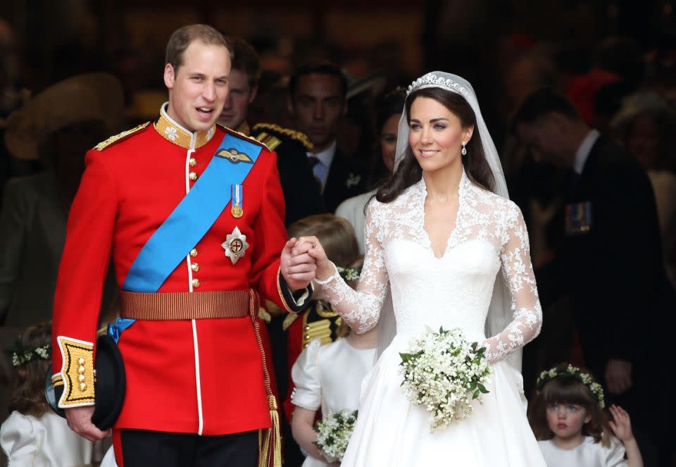 Kate Middleton's famous wedding dress was  Sarah Burton for Alexander McQueen. Photo: Getty