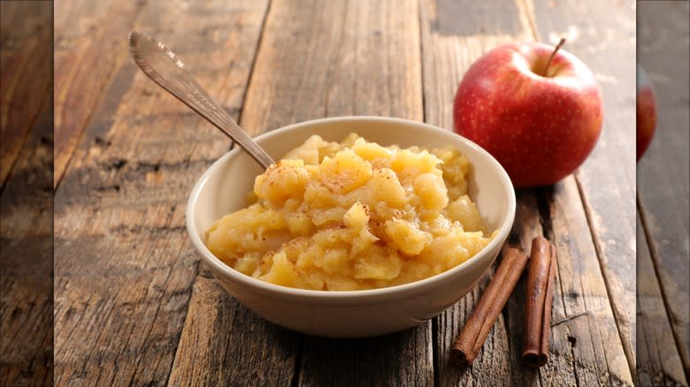 Homemade applesauce with cinnamon