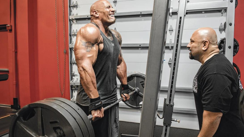 Dwayne Johnson working out