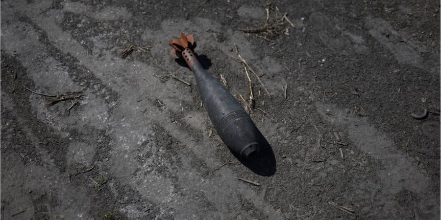 A Russian artillery shell