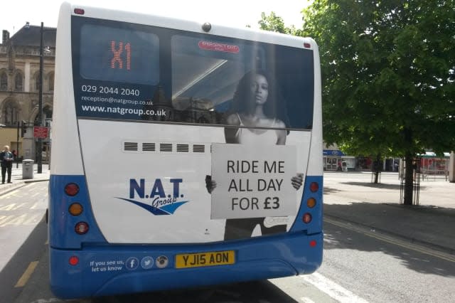 'Ride me' ads on buses