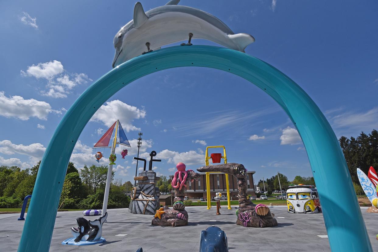 The splash park at the Mansfield Area Y, designed by Rain Drop Products, opened in 2019.