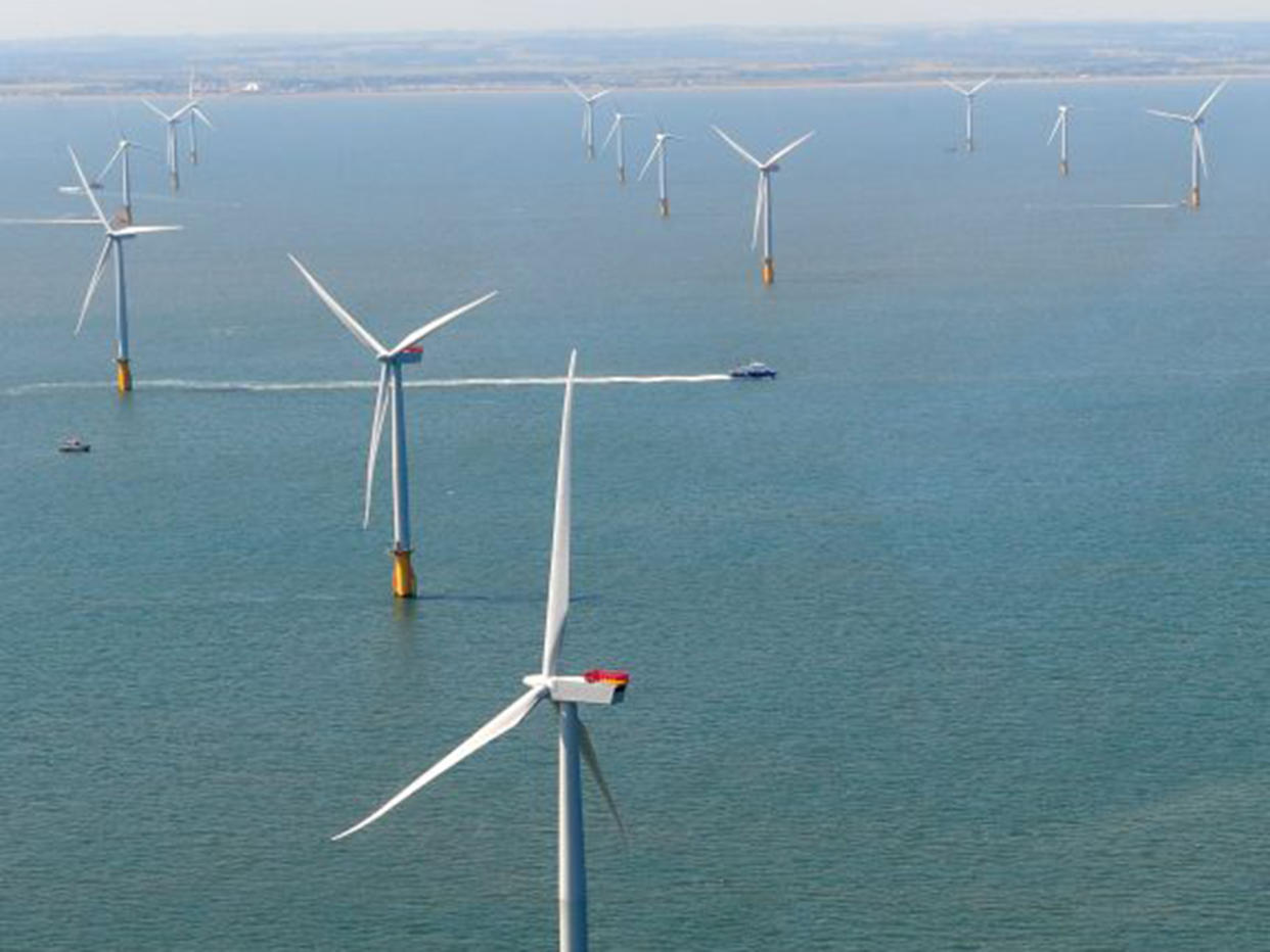 The biggest cluster of offshore wind farms in Europe lies off Grimsby: Getty