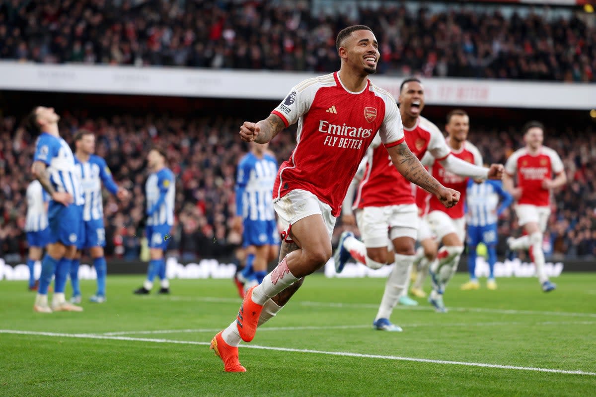 Jesus headed Arsenal in front as the Gunners returned top (Getty Images)