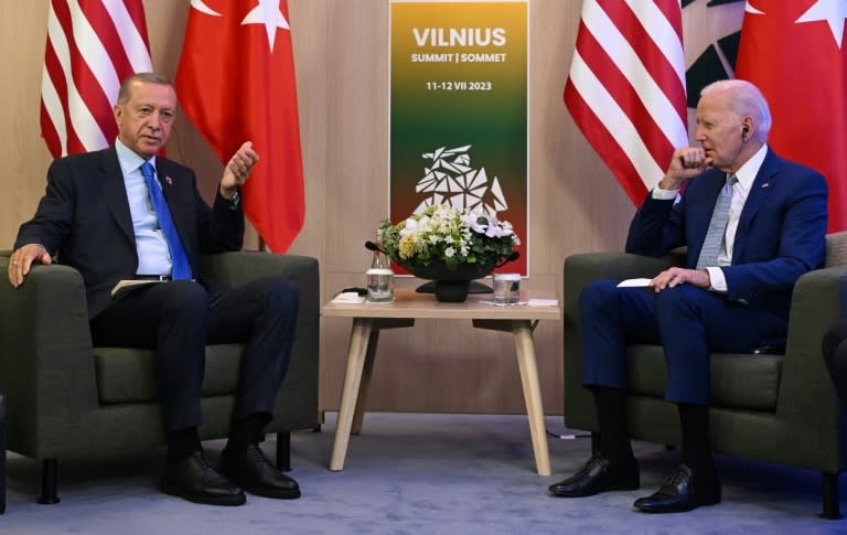 Turkish President Recep Tayyip Erdogan will meet with US counterpart Joe Biden at the White House on May 9 (ANDREW CABALLERO-REYNOLDS)