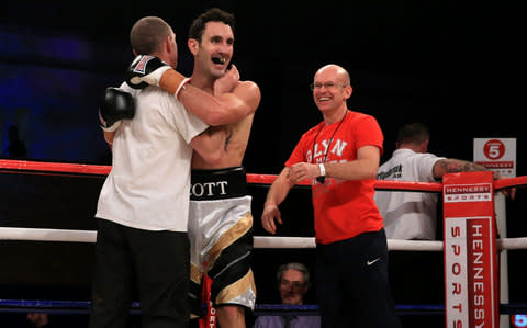 Scott Westgarth celebrates his win over Lee Nutland during their Light Heavyweight bout at City Academy, Bristol - Credit: PA 