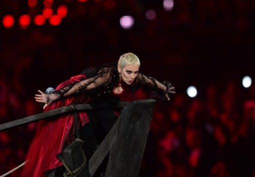 British singer Annie Lennox performs during the closing ceremony of the 2012 London Olympic Games at the Olympic stadium in London