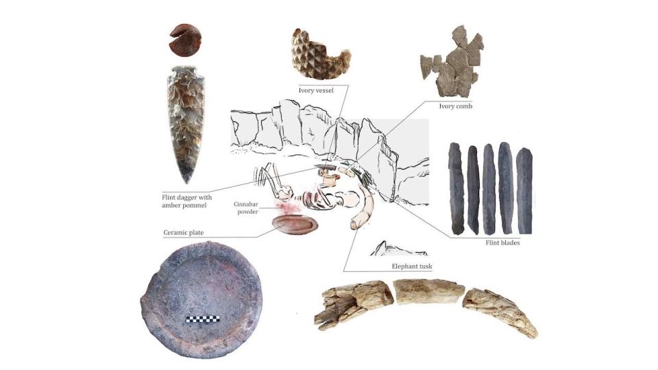 A selection of grave goods buried with the Ivory Lady.