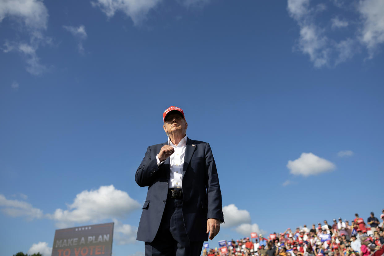 Some aides are preparing for the possibility that Donald Trump will announce his pick for vice president on social media just before a rally scheduled for Saturday in Butler County, Pa., north of Pittsburgh.  (Tom Brenner/The New York Times)