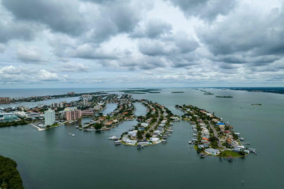 Island Estate in Clearwater, Florida has a low-elevation group of islands with homes on them, which are at serious risk of flooding from Hurricane Ian (AFP via Getty Images)