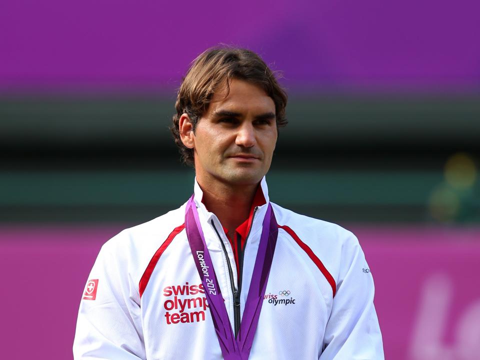 Roger Federer after winning silver in the men’s singles at London 2012 (Getty Images)