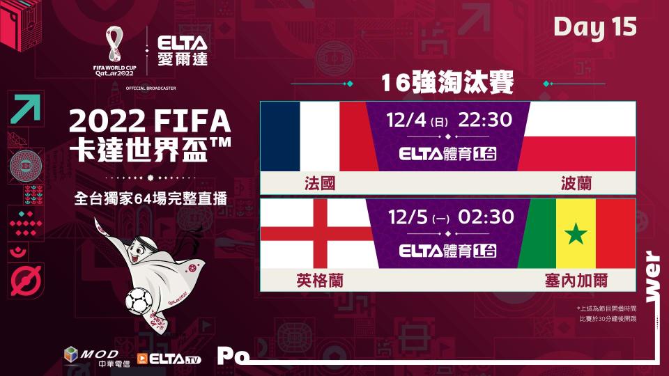 2022 FIFA世界盃鎖定愛爾達 第15比賽日轉播預告。官方提供