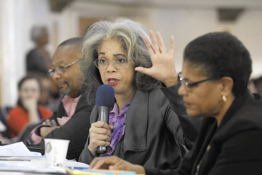 Civil rights attorney Connie Rice, center, worked with LAPD Chief Charlie Beck to begin the Community Safety Partnership, in which police form alliances with local leaders, sponsor youth programs and earn the support of people they need on their side.