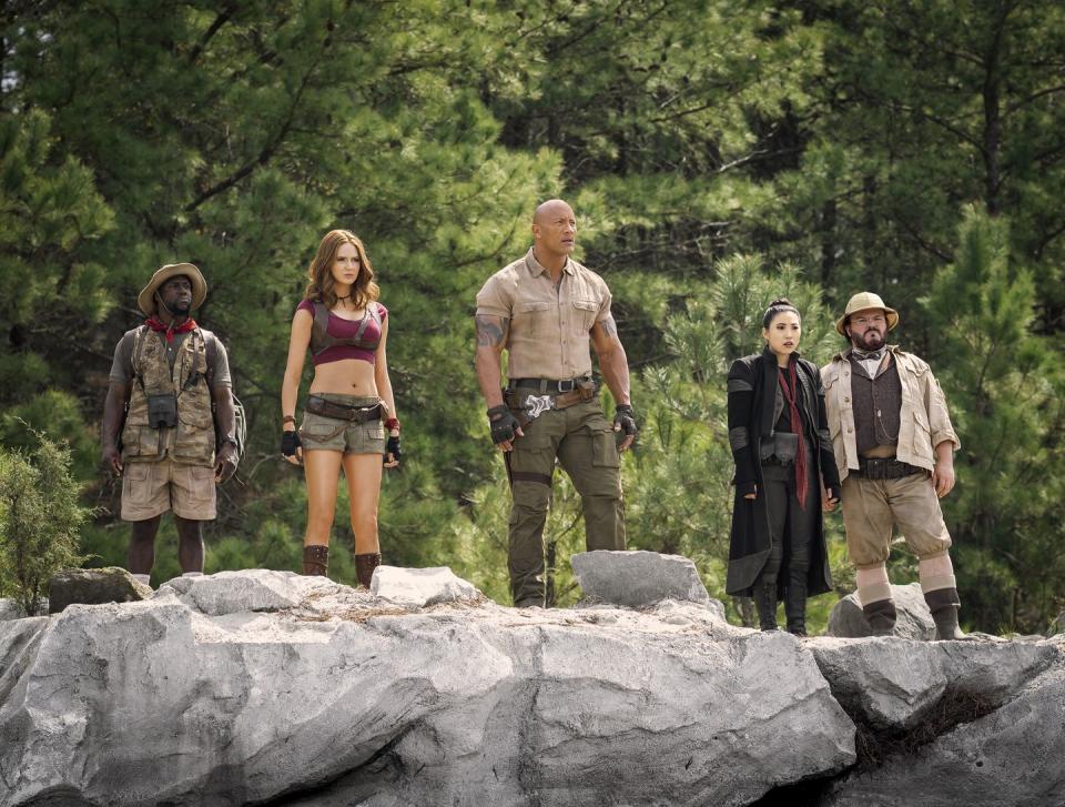 kevin hart, karen gillan, the rock, awkwafina, jack black, jumanji the next level