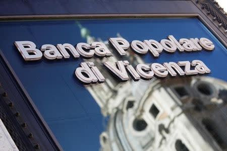 A Banca Popolare di Vicenza sign is seen in Rome, Italy, March 29, 2017. REUTERS/Alessandro Bianchi