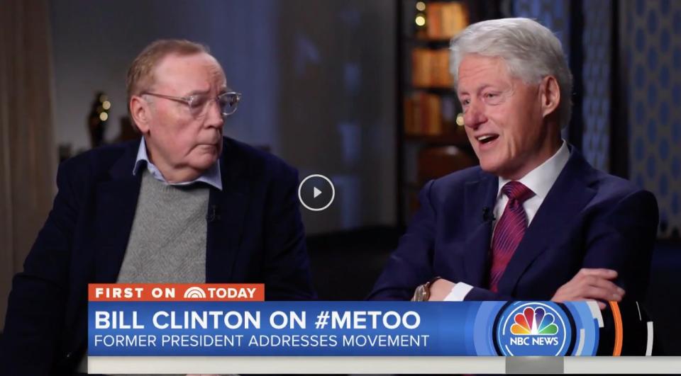 Bill Clinton, arms folded defensively, with James Patterson on the "Today" show Monday morning. (Photo: NBC/"Today" show)