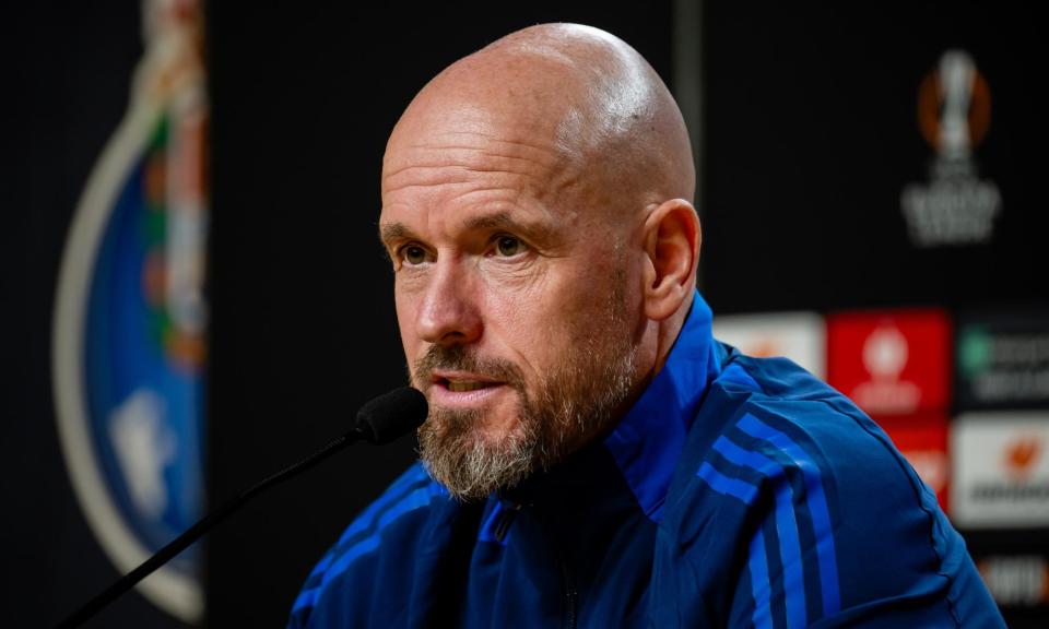 <span>Erik ten Hag was defiant again at a press conference in Portugal before Manchester United’s game against Porto.</span><span>Photograph: Ash Donelon/Manchester United/Getty Images</span>