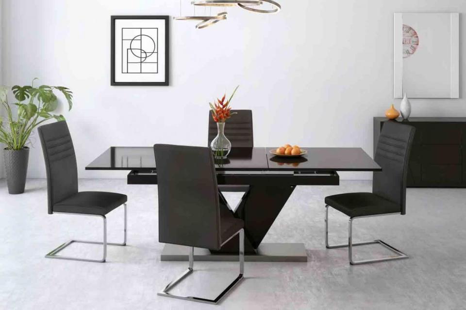 Nero Extending Dining Table & 4 Alcora Chairs