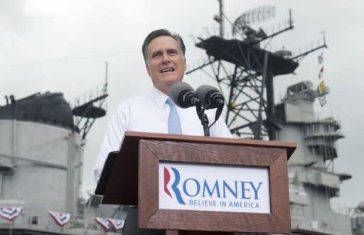 US Republican presidential candidate Mitt Romney announces at a campaign rally in Norfolk, Virginia. Romney has unveiled deficit hawk congressman Paul Ryan as his running mate Saturday, in a bid to revive his flagging campaign to oust President Barack Obama