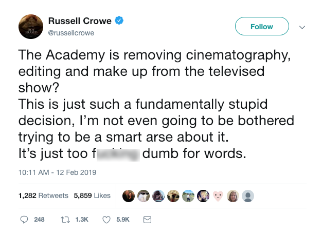 Screenshot: Russell Crowe via Twitter