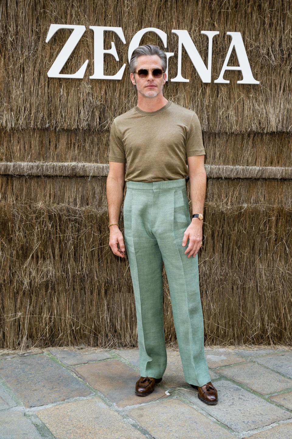 MILAN, ITALY - JUNE 19: Chris Pine is seen on the front row at the Zegna Spring/Summer 2024 fashion show during the Milan Fashion Week menswear spring/summer 2024 on June 19, 2023 in Milan, Italy. (Photo by Marco M. Mantovani/Getty Images) ORG XMIT: 775990208 ORIG FILE ID: 1499783228