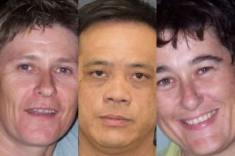 Tamra McBeath-Riley (left) and Phu Tran (middle) have been found alive, while Claire Hockridge (right) hasn't been seen since November 19. Source: NT Police