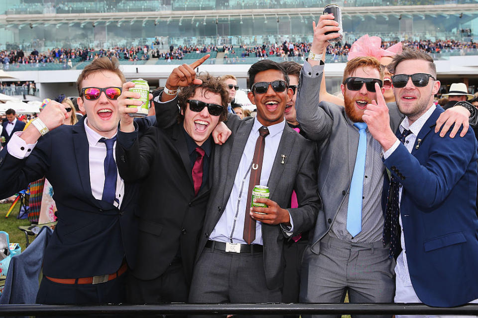 Punters enjoying the Melbourne Cup at Flemington racecourse.