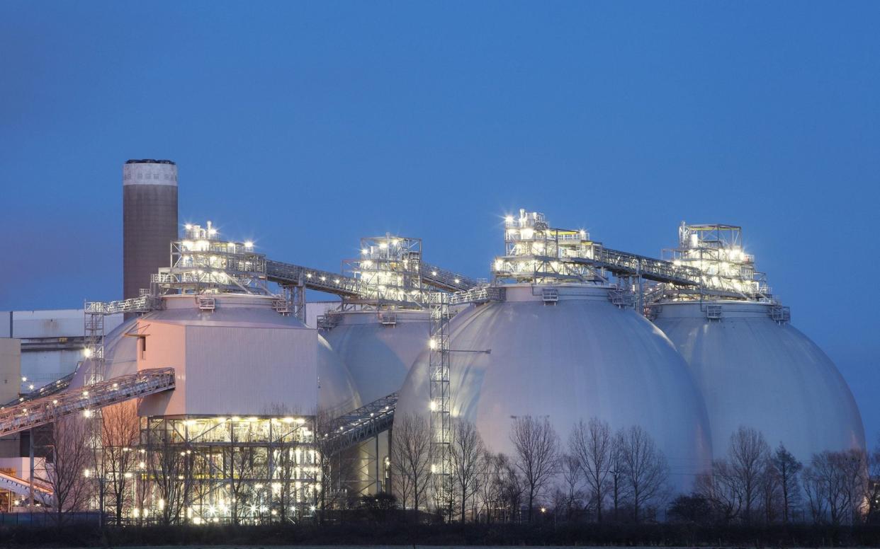 The biomass domes at Drax Power Station in Selby, North Yorkshire where wood pellets are burnt to produce electricity