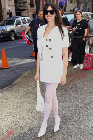 <p>Raymond Hall/GC Images</p> Anne Hathaway in New York City on April 29