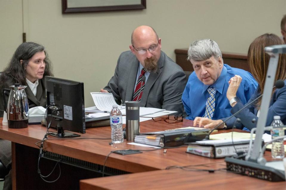 Louise and David Turpin (first and third from left) in court on Wednesday