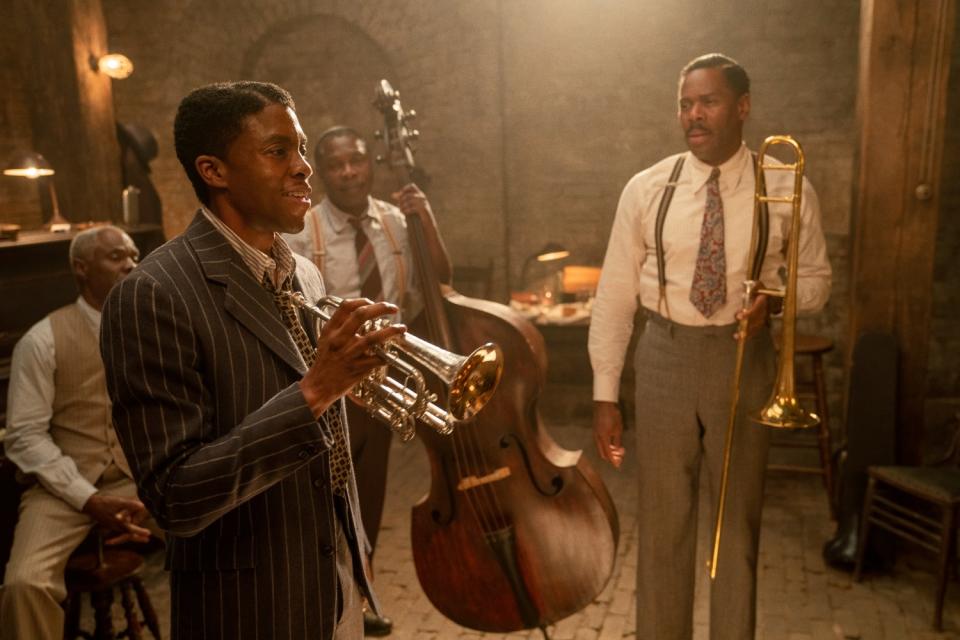 Chadwick Boseman, Glynn Turman, Michael Potts and Colman Domingo in "Ma Rainey's Black Bottom."